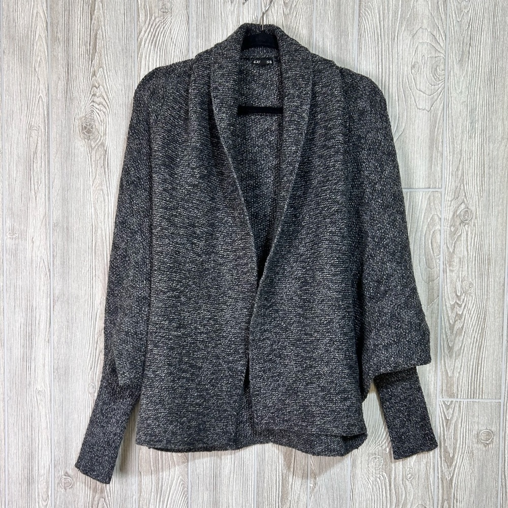 Express Wool Blend Open Front Dolman Sleeve Cardigan Metallic Thread Size M